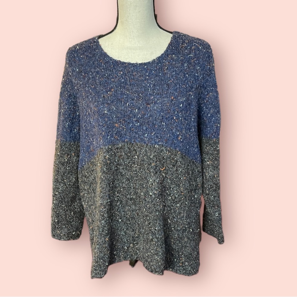 Habitat Speckled Color Block Wool Blend Sweater